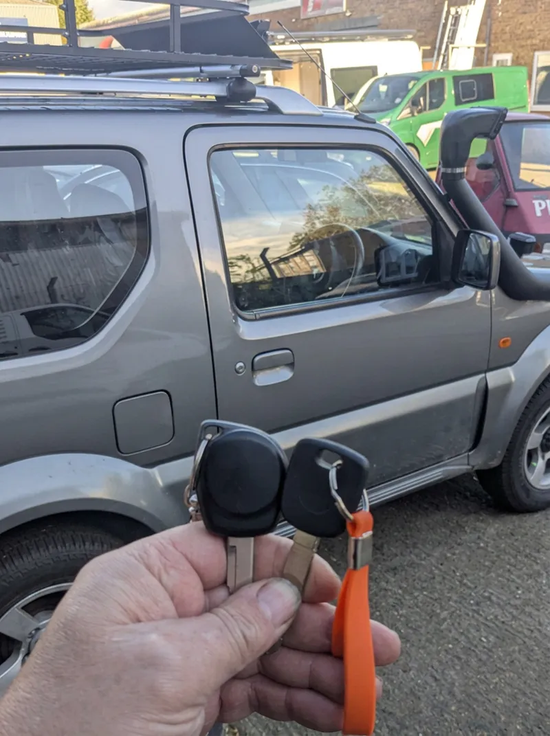 Fresh key cut for a Suzuki Jimny at the roadside