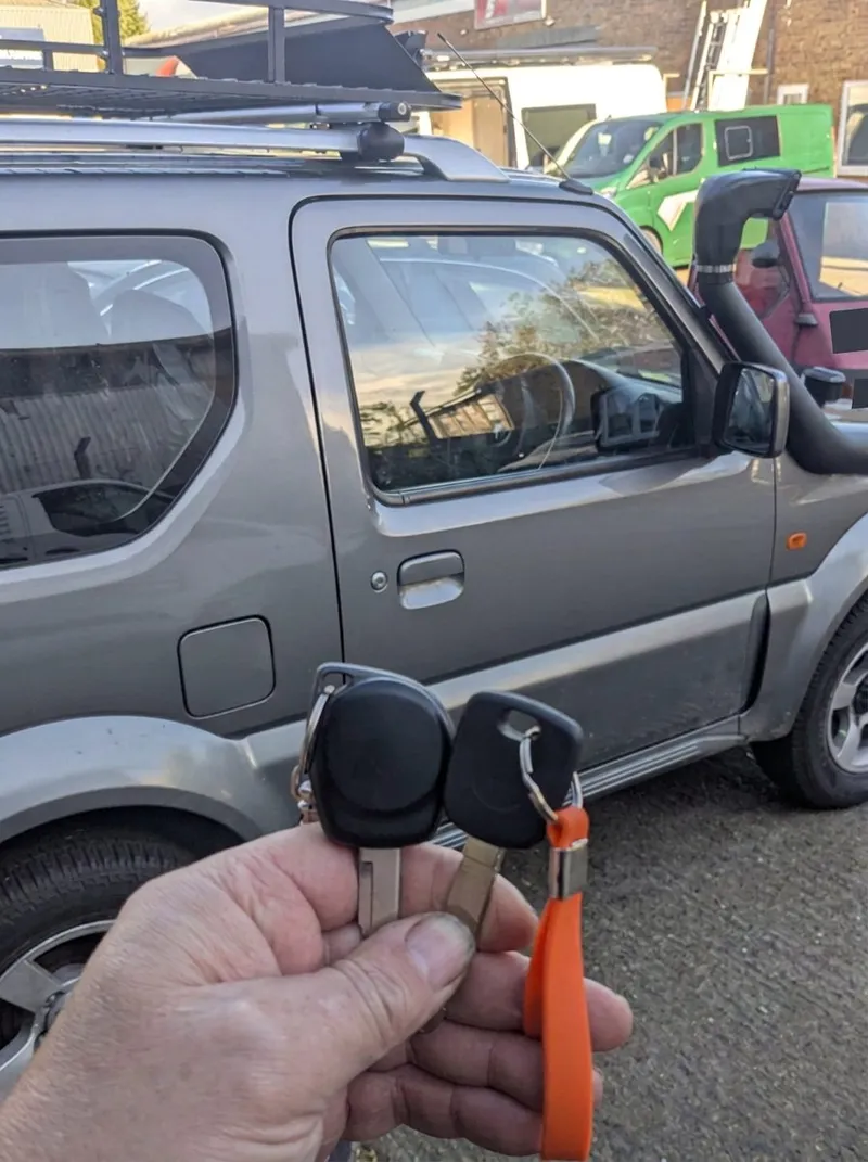 Fresh key cut for a Suzuki Jimny at the roadside